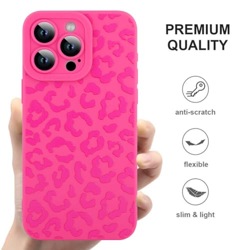Image of ZIYE for iPhone 15 Pro Case Hot Pink Leopard Pattern Phone Case