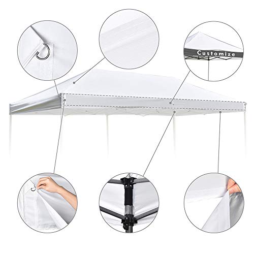 Instahibit 10x20ft Pop Up Top Replacement Instant Canopy Patio Pavilion Gazebo Sunshade Tent Oxford Cover Outdoor White