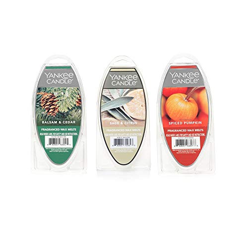 Yankee Candle Lot of 3 Fragrance Wax Melts - Balsam & Cedar, Spiced Pumpkin, Sage & Citrus