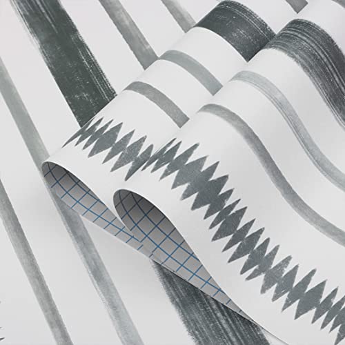 Timeet Grey And White Wallpaper Stripe Peel And Stick Wallpaper 17.3"×78.7" Line Stripes Contact Paper Removable Self Adhesive Wallpaper For Bedroom Living Room Decor Vinyl #TOP4