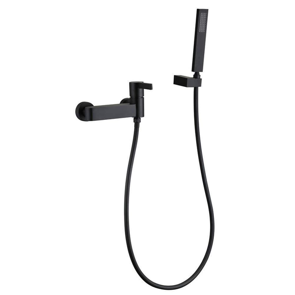 Système de douche en laiton noir mat avec robinet mitigeur de baignoire