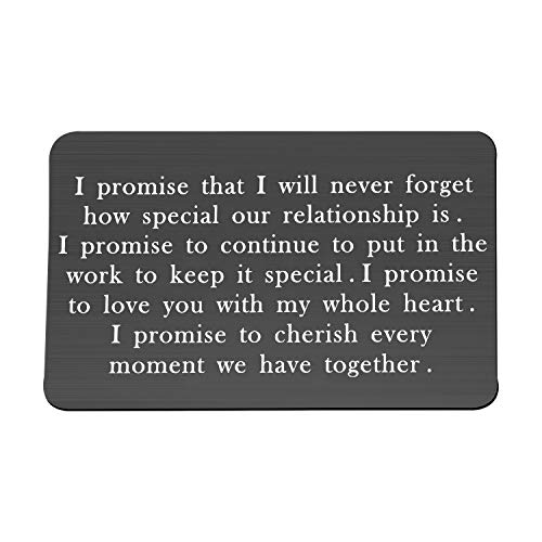 LQRI Engraved Wallet Insert Boyfriend Husband Gift I Promise That I Will Never Forget How Special Our Relationship Is Love Note Wallet Card Insert for Men (black)