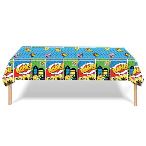 Tovaglie Plastica 137 X 183 cm Captain, Multicolore, Riutilizzabile Tovaglia Tema Festa, Copritavola in Plastica in Tema Superhero Per Feste di Compleanni per Bambini, Scuola, Feste, Festival Vari