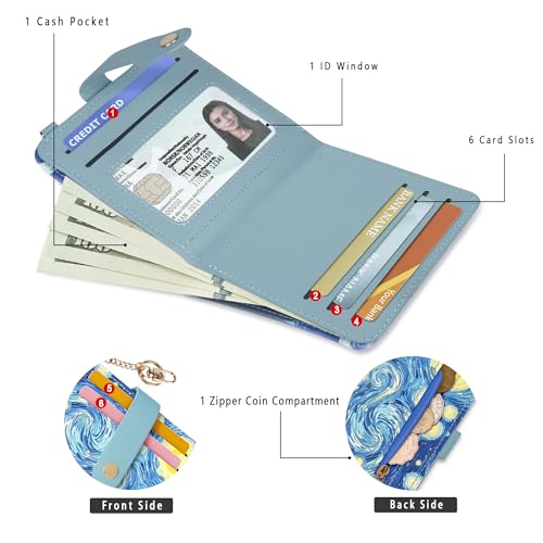 Image of Airkit Small Wallet Women RFID, PU Leather Card Holder with Keychain | Slim Compact Zipper Coin Purse for Ladies, Travel Holiday Gifts for Mom, Cute Mini Bifold Wallets