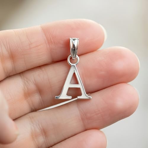 Colgante de oro blanco de 14 quilates con letra inicial L elegante 4