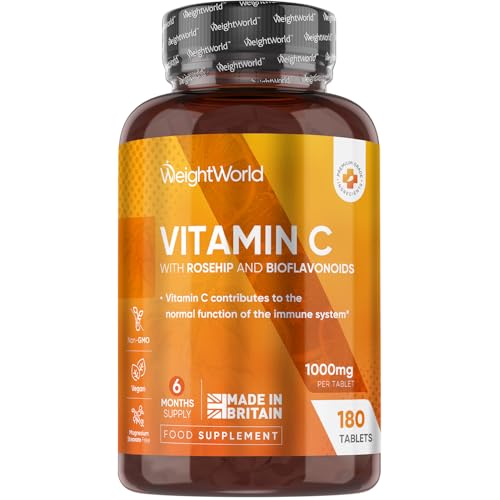 Vitamin C Tablets with Rosehips & Bioflavonoids, 1000mg, 180 Tablets
