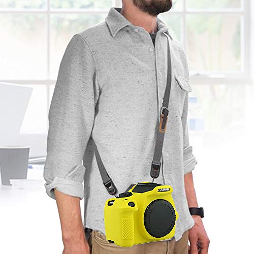 Image of Camera Case for Canon EOS Rebel T6 T7, Silicion Rubber Camera Case Cover Detachable Protective for EOS 1300D Rebel T6 / EOS 1500D Rebel T7 KISS X90 Camera (Yellow)