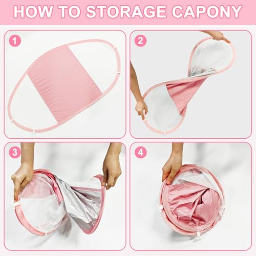 Rosa Baby-Schwimmring mit Abnehmbarem Sonnenschutz & Sicherheitsgurt, 6-36 Monate Schwimmreifen für Mädchen mit süßem Pony-Motiv, Anti-Umkipp-Design für Pool, Strand & Baden (Rosa)