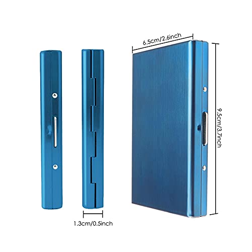 Metal Wallet – Stainless Steel RFID Blocking Credit Card Holder for 6 Cards, Slim Business Card Organizer (Blue)2