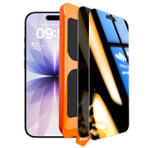 Image of TOCOL Privacy Screen Protector for 17 /16 Pro 6.3 inch 9H Hardness Military Grade Shatterproof HD Tempered Glass for Full Coverage Easy Installation 2 Pack