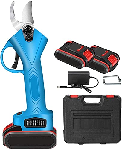 Podadora inalámbrica profesional de 21 V, tijeras de podar eléctricas, podadora de árboles, diámetro de corte de 25 mm, podadora de ramas para jardín/árboles frutales/árboles (2 baterías)