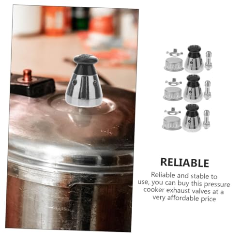 3 Sets Aluminum Alloy Pressure Cooker Safety Relief Valves Replacement Kit with Exhaust Pipe Anti-blocking Cover and Clip Detachable Pressure-limiting Valves for Cooker Parts Easy miniatura 5