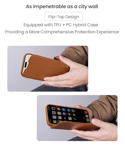 Image of PRITO Nilkin Wallet Flip Case for iPhone 17 with Card Slot and Camera Slider, PU Leather Case Cover, All-Around Protection (Black, iPhone 17)