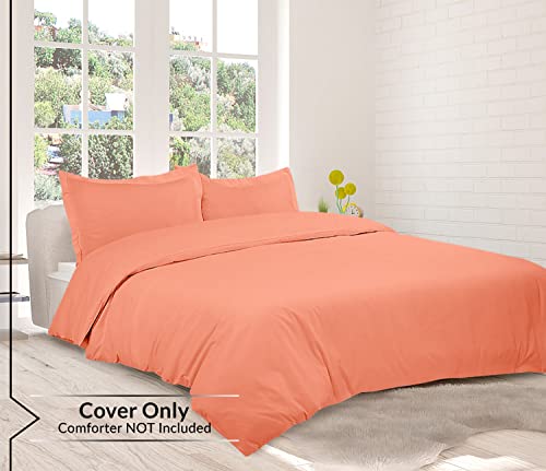 Image of ROYALE LINENS Coral Duvet Cover Twin Size - 2 Piece Bedding Comforter Covers - Zipper Closure - 1 Twin Duvet Cover 68x90 inches and 1 Pillow Sham - No Comforter Included