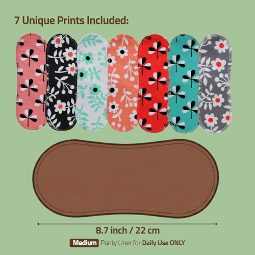 Image of Made in EU - Ultra-Thin Reusable Panty Liners (Medium, 7-Pack) - High-Temp Washable Cloth Panty Liners for Women - Durable & Breathable Organic Cotton Keeps You Fresh & Dry for Daily Vaginal Discharge
