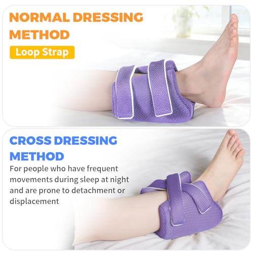 Image of 3D Compact Heel Protectors for Pressure Sores & Bed Sore Relief, Foot Elevation Pillow for Bedridden Patients, Heel Cushion for Post-Surgery Recovery, Foot Wedge Pillow to Reduce Pressure(Purple 1 pc)