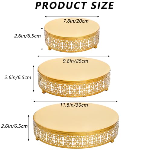 Youeon 3 Pack Metal Gold Cake Stand, 12/10/8 Inch Round Cake Stands for Dessert Table, Cupcake Pastry Display, Elegant Metal Display Risers for Weddings, Parties, and Events - Image 4