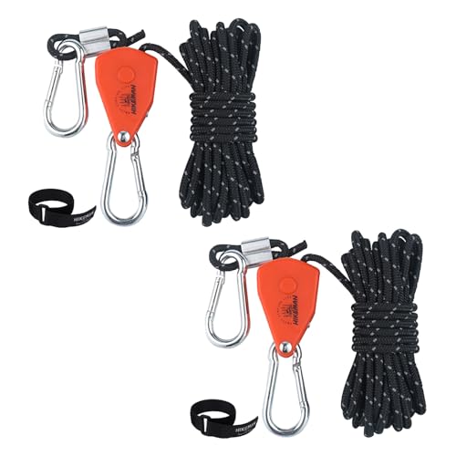 Reflective Guy Ropes?Camping Rope with Ratchet Pulley?Adjustable Tent Tie Downs Rope Hanger for Canopy?Diameter4 mm?Tension Cord,Guy Line,Tent Rope,Tent Rope,Camping?Luminous Reflector Cord