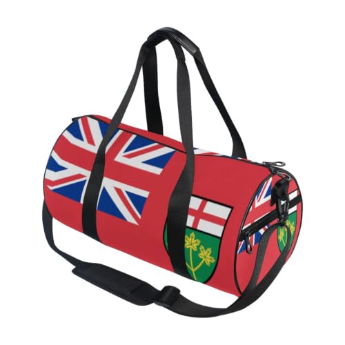 Bolsa de lona para viajes con estampado de bandera de Ontario, bolso deportivo redondo unisex