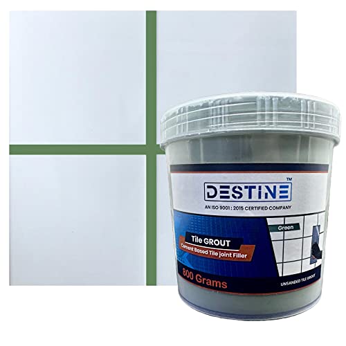 Image of DESTINE READY-TO-MIX inchTILE GROUT inch (16 COLOURS) (ALL PACKS: 100 Gm,250 Gm,400 Gm,800 Gm,1 Kg), Waterproof, Cement Based Tile Joint Filler, Crack Filler, Tiles Gap Filler (800 Gm, Green)