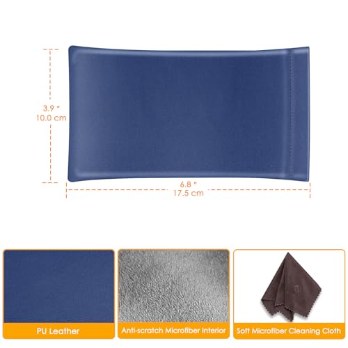 Image of FINTIE Soft Eyeglasses Case with Cleaning Cloth, Portable Squeeze Top Vegan Leather Glasses Pouch, Sunglasses Eyewear Bag