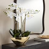 Dahlia Studios Belvois White Orchid 22' High Faux Flowers in Ceramic Pot
