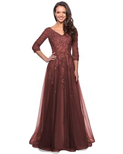 Vestidos longos Miao Duo com apliques de renda para mãe da noiva ...