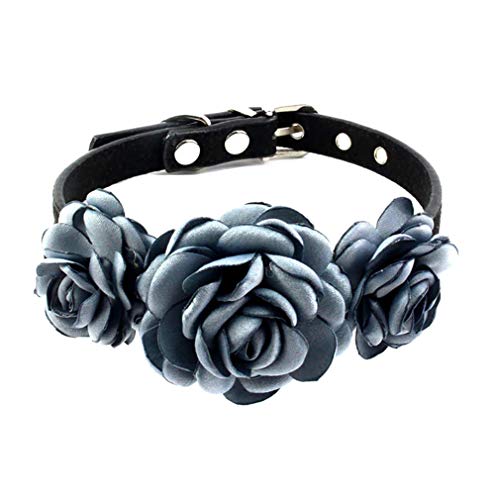 zhbotaolang Flor Perro Gato Collar Ajustable - Peluquería para Mascotas Ropa para Chihuahua Accesorios para Corbatas Cachorro Gatito Fiesta Navideña Trajes de Boda (Azul Claro,M)
