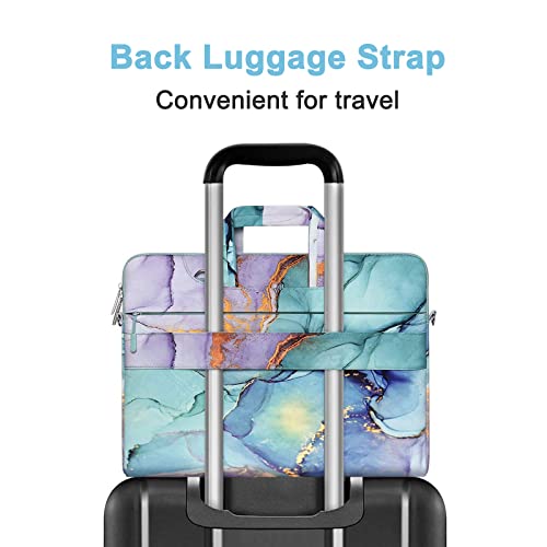 MOSISO Laptop Shoulder Bag Compatible with MacBook Air 13 inch M3 M2 M1 2018-2024 / Pro 13 inch M2 M1 2016-2024,Carrying Briefcase Sleeve with Belt Marble MO-MBH1894