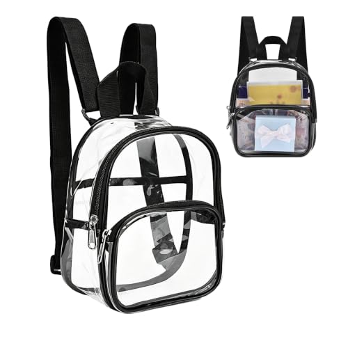 KASESSS Mochila Transparente de PVC Impermeable, Mochilas Pequeñas con Correas Ajustables Mini Mochila Mujer Hombre Aprobada Bolso Transparente para Estadio Concierto Festival Viajes Deportes