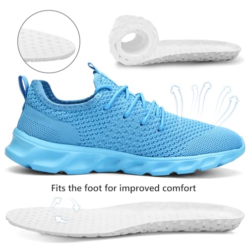Image of Tvtaop Running Shoes Womens Sneakers Tennis Walking Workout Gym Shoes Lightweight Comfortable Trail Running,Blue,Women's Size 6.5