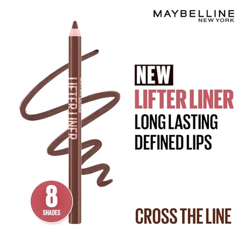 Image of Maybelline Lifter Liner Lip Liner Pencil with Hyaluronic Acid, Cross The | Creamy, Moisturizing Lip liner | Smooth Glide Application for defined lips