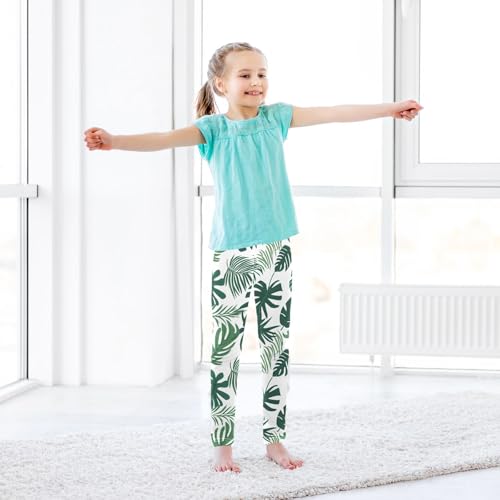 Palm Leaf Tropical Girls Casual Leggings for Kids Printed Long Pant Bottoms Stretch and Soft 6