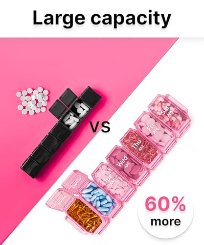 Image of Extra Large Pill Organizer 2 Times a Day - XL Pill Box 7 Day with Big AM /PM Compartments - Fits Large Vitamins, Supplements & Gummies, for 7 or 14-Day Use, Color-Coded, Senior-Friendly, No Spills