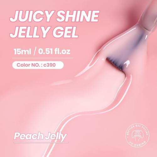 Image of Beetles Nude Pink Gel Nail Polish - 15ml Nude Color Jelly Pink Gel Polish Sheer Translucent Effect Nail Concealer Soak Off UV LED Nail Lamp French Nail Art Gifts for Women Girls