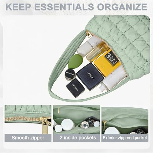 Image of Puffer Tote Bag, Small Tote Purse Lightweight for Everyday Hobo Handbag | quilted nylon, crescent puffy, soft & stylish, easy match, work /travel, roomy