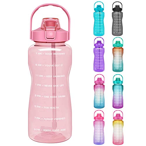 Opard 2.2L Trinkflasche, BPA Frei Wasserflasche mit Strohhalm, 1-klick...