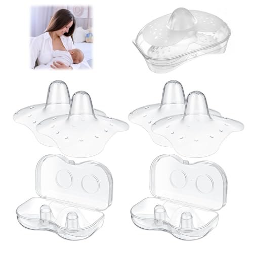4 Stücke Stillhütchen Brusthütchen aus Silikon - Brustwarzenschutz für Stillprobleme, Inkl. Etui - Alternative zu Medela & MAM (2er Pack, Größe L) 4 Stücke Stillhütchen Brusthütchen aus Silikon - Brustwarzenschutz für Stillprobleme, Inkl. Etui - Alternative zu Medela & MAM (2er Pack, Größe L)