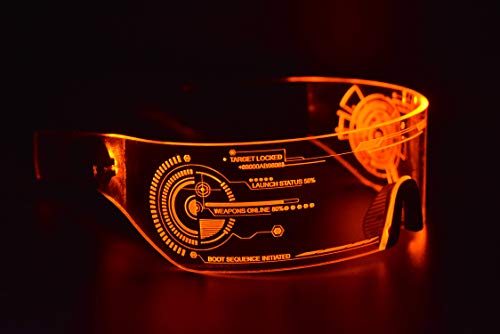 ASVP Shop Cyberpunk Lunettes à visière LED Tron u0096 Parfait pour Cosplay et Festivals u0096 Cybergoth u0096 Lunettes de Cyberpunk (Orange)