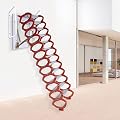 10ft Attic Ladder 12 Steps Folding Stairs Loft Stairs Wall Mounted Folding Ladder Attic Ladder Pull Down System Retractable Folding Step Attic Pull Down Telescopic Fold Ladder Foldable Stairs