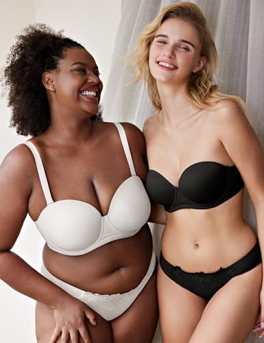 Image of Wingslove Women's Strapless Full Figure Bra Underwire Multiway Contour Plus Size Bra Red Carpet