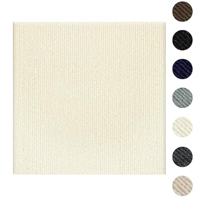 ZOWZOW Carpet Tiles Peel and Stick 24” x 24”, Self Adhesive Soft Padded Flooring Stickers, Off-White Home Decor for Bedroom Living Room Office, 10 Tiles & 40 sq ft per Box