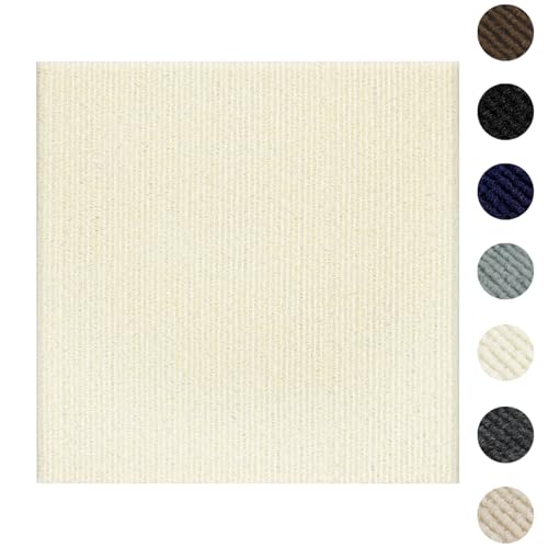 Carreaux de moquette autocollants 61x61 cm : sol blanc cassé doux et rembourré - 2