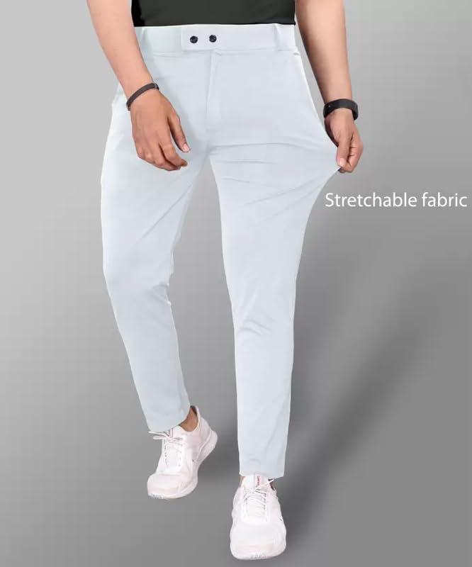 Image of Men's Stylish Slim Fit Lycra Blend Trousers - Pack of 2 (Combo) Formal Pants for Men | Stretchable Regular Office Formal Wear | Comfortable Solid Casual, Business, and Work Trousers for Men