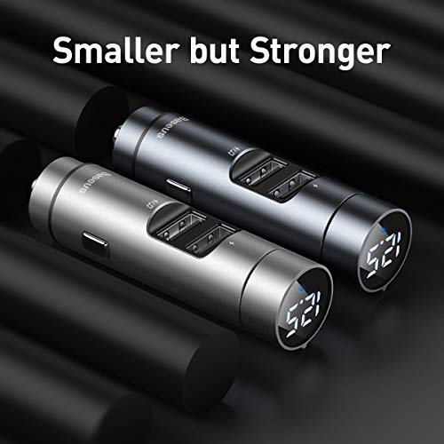 Transmissor FM Bluetooth 5.0 Carregador Turbo QC3.0 Baseus Prata