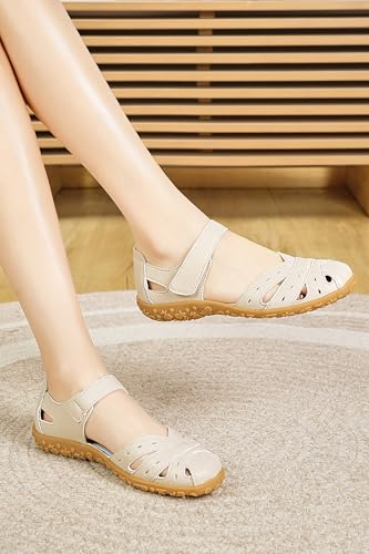 Women's Casual Closed Toe Sandals Leather Hollow Out Orthopedic Sandals for Summer Beach Outdoor3