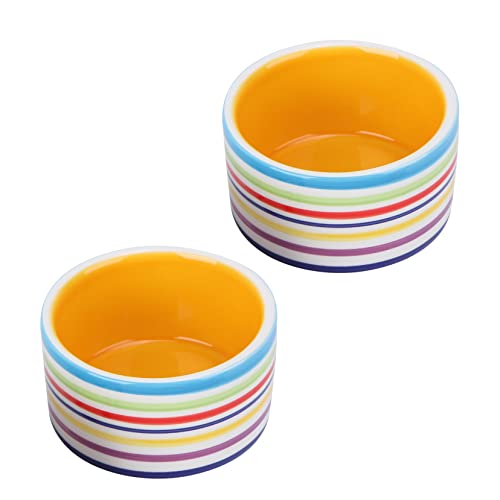 Parliky 2Pcs Thickened Ceramic Pet Bowls for Hamsters Feeding Dish and Easy Animals Non Slip Design