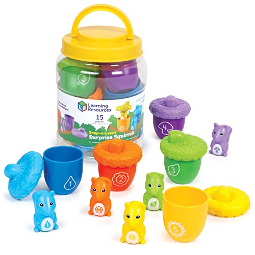 Learning Resources Ardillas Sorpresa de Snap n Learn, Actividades para niños pequeños, Juguetes didácticos y educativos, Juguetes para bebés y niños pequeños, 15 Piezas, 18 + Meses