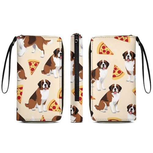 Leather Wallet for Women, Large Capacity, Zipper Closure, Multiple Pockets, Essential for Travel, Saint Bernard Dog Breed3
