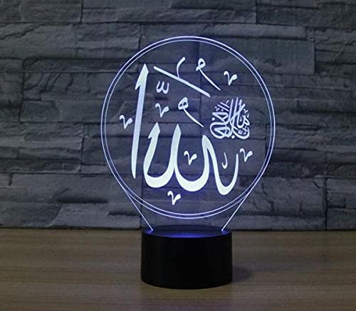 Fxus 10047 3D Islamic Muhammad Allah Ramadan Night Light Powered Remote Control Touch Switch 7/16 Color Change Led Table Desk Lamp Home Decoration thumb #4